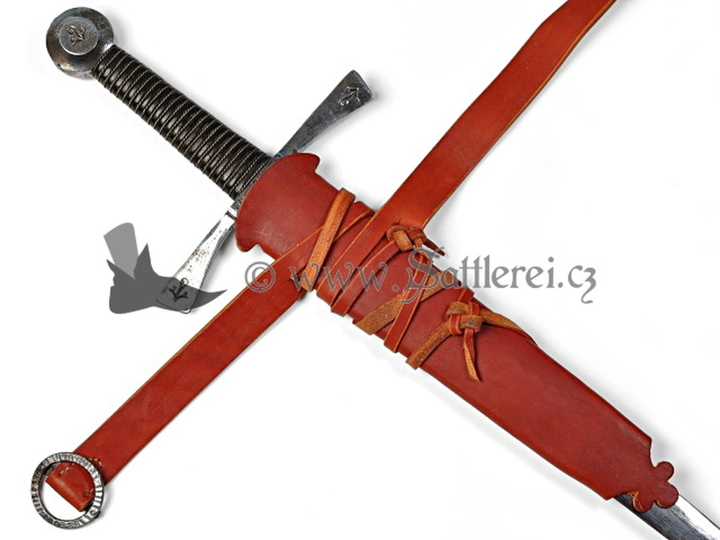 Kurze Scheide für Schwert mit Gürtel Gürtel handgenäht Geschmiedete Schnalle,