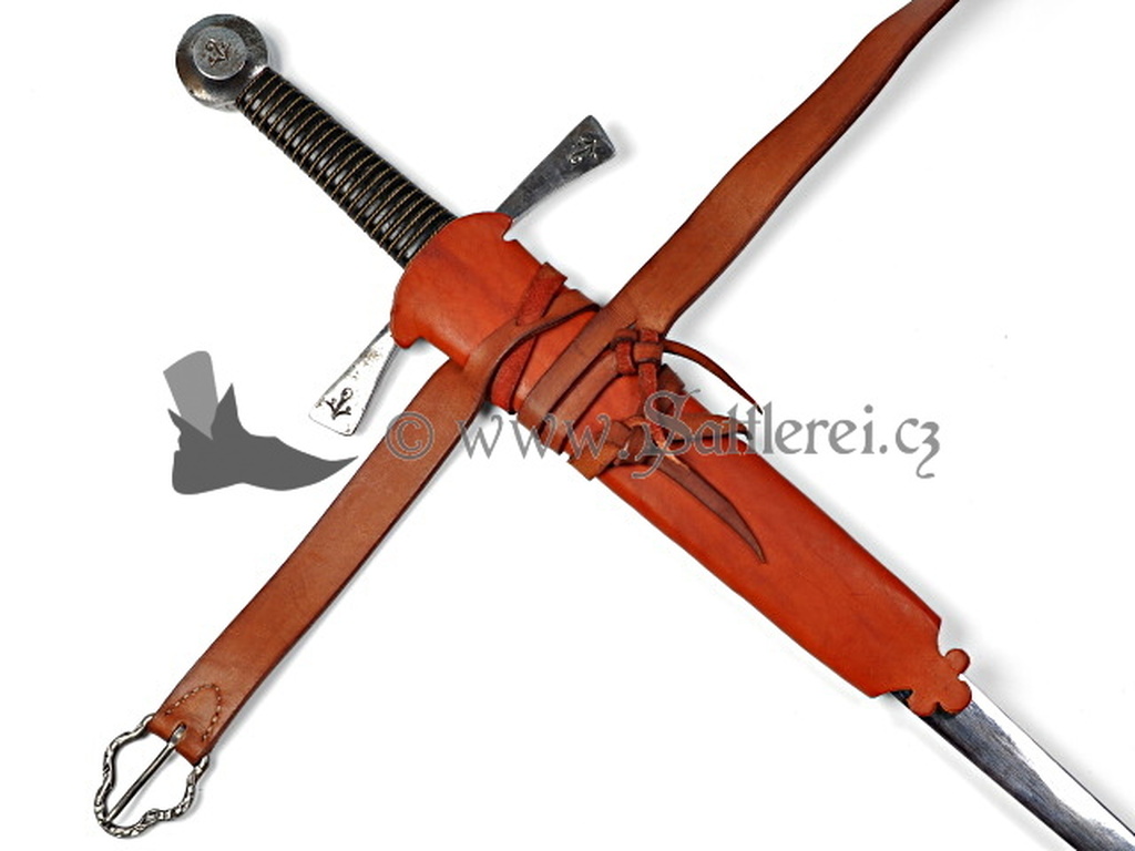 Kurze Scheide für Schwert mit Gürtel Gürtel handgenäht Geschmiedete Schnalle,