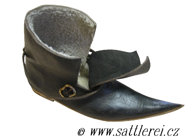 Mittelalterliche Schuhe mit Fell Historische Schuhe nach maß aus dem 14-15. Jh