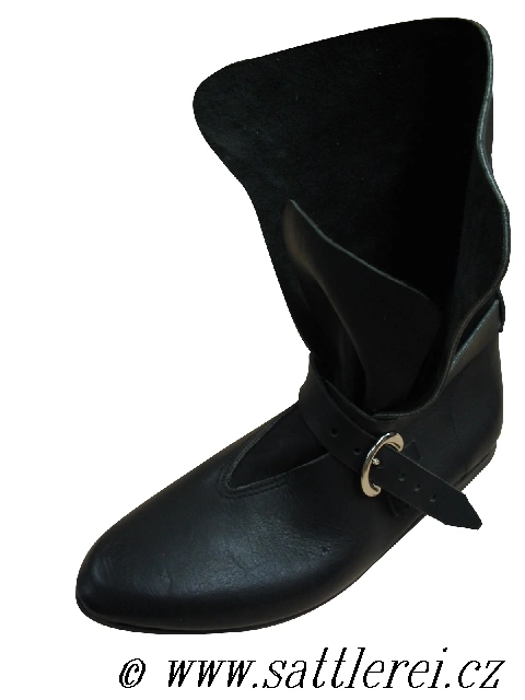 Mittelalterliche gotische Schuhe Schwarz - Mittelalter Stiefel aus dem 14-15. Jh