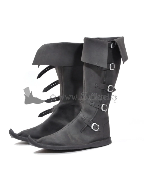 Hohe gotische Schuhe Mittelalter Stiefel, schwarz für Ritter