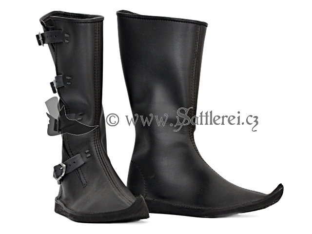Hohe gotische Schuhe Mittelalter Stiefel schwarz für Ritter